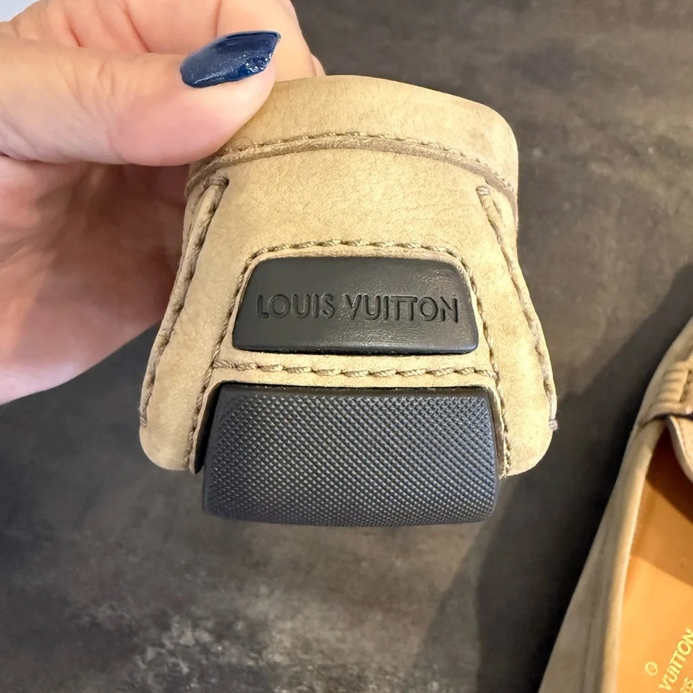 Louis Vuitton Tan Loafers with Red and Blue Detail size 8M